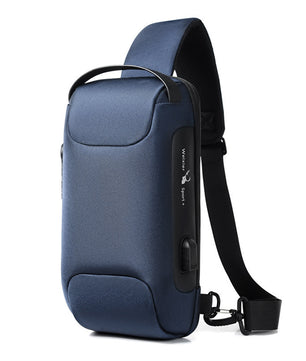 Waterproof USB Anti-theft Bag Men Oxford Crossbody Shoulder Bag Sling Multifunction Short Travel Messenger Chest Pack
