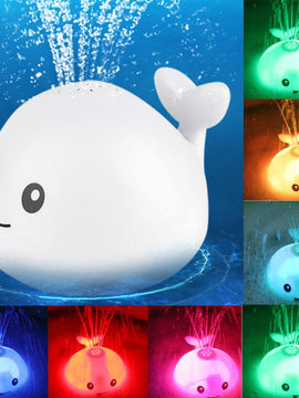 Baby Cute Cartoon Whale Floating Spraying Water Bath Toys With Light Music LED Light Baby Toys