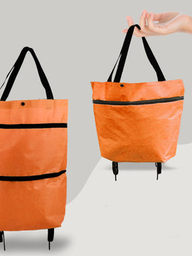 2 in 1 Foldable Shopping Cart with Wheels Premium Oxford Fabric Multifunction Shopping Bag Organizer High Capacity