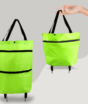 2 in 1 Foldable Shopping Cart with Wheels Premium Oxford Fabric Multifunction Shopping Bag Organizer High Capacity