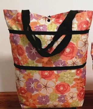 2 in 1 Foldable Shopping Cart with Wheels Premium Oxford Fabric Multifunction Shopping Bag Organizer High Capacity