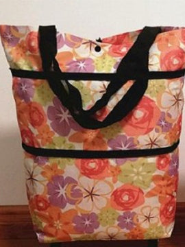 2 in 1 Foldable Shopping Cart with Wheels Premium Oxford Fabric Multifunction Shopping Bag Organizer High Capacity