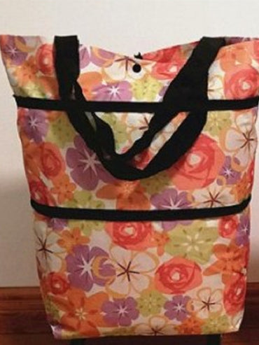 2 in 1 Foldable Shopping Cart with Wheels Premium Oxford Fabric Multifunction Shopping Bag Organizer High Capacity