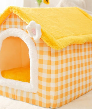 Foldable Dog House Pet Cat Bed Winter Dog Villa Sleep Kennel Removable Nest Warm Enclosed Cave Sofa Pets Supplies
