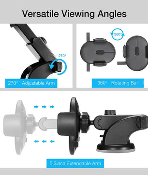 Car Phone Holder Long Rod Telescopic Car Dashboard Suction Cup Type