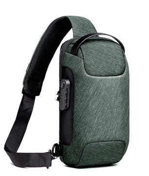 Waterproof USB Anti-theft Bag Men Oxford Crossbody Shoulder Bag Sling Multifunction Short Travel Messenger Chest Pack