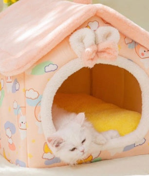 Foldable Dog House Pet Cat Bed Winter Dog Villa Sleep Kennel Removable Nest Warm Enclosed Cave Sofa Pets Supplies