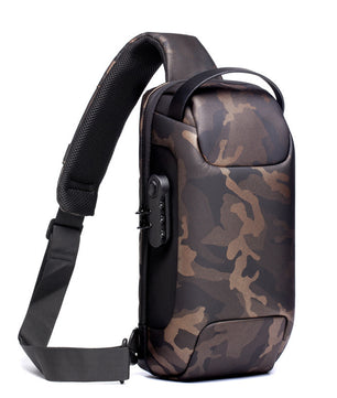 Waterproof USB Anti-theft Bag Men Oxford Crossbody Shoulder Bag Sling Multifunction Short Travel Messenger Chest Pack