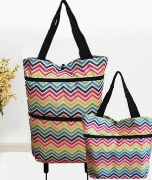 2 in 1 Foldable Shopping Cart with Wheels Premium Oxford Fabric Multifunction Shopping Bag Organizer High Capacity