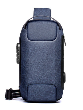 Waterproof USB Anti-theft Bag Men Oxford Crossbody Shoulder Bag Sling Multifunction Short Travel Messenger Chest Pack