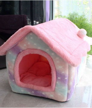 Foldable Dog House Pet Cat Bed Winter Dog Villa Sleep Kennel Removable Nest Warm Enclosed Cave Sofa Pets Supplies