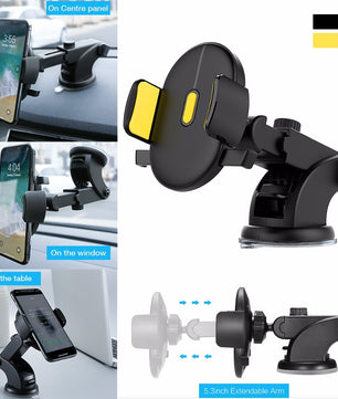 Car Phone Holder Long Rod Telescopic Car Dashboard Suction Cup Type