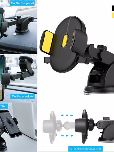 Car Phone Holder Long Rod Telescopic Car Dashboard Suction Cup Type