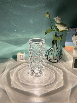 Nordic Crystal Lamp USB Table Lamps Bedroom Touch Dimming Atmosphere Diamond Night Light Rose Projector Lamp Decor