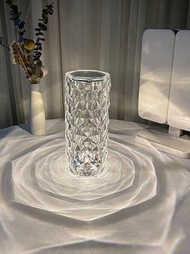 Nordic Crystal Lamp USB Table Lamps Bedroom Touch Dimming Atmosphere Diamond Night Light Rose Projector Lamp Decor