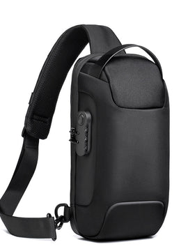 Waterproof USB Anti-theft Bag Men Oxford Crossbody Shoulder Bag Sling Multifunction Short Travel Messenger Chest Pack