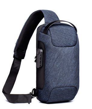 Waterproof USB Anti-theft Bag Men Oxford Crossbody Shoulder Bag Sling Multifunction Short Travel Messenger Chest Pack